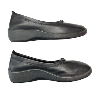 Patrizia By Spring Step Black Vegan Leather Ballet Flat Slip On Comfort Shoe 8.5